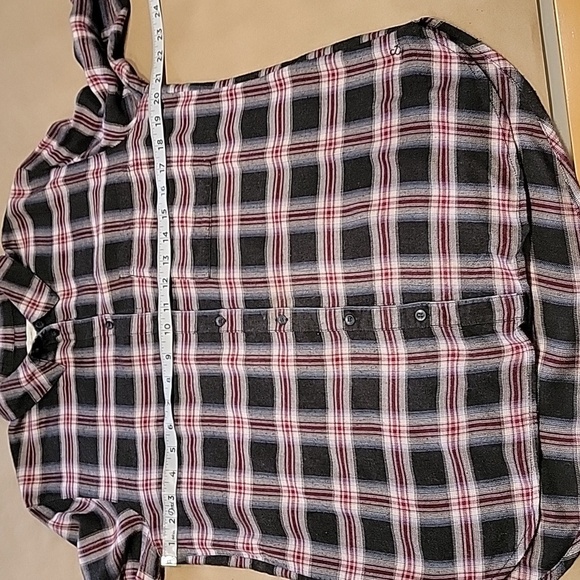 Treasure & Bond Size XS Black, Blue, White & Burgundy Plaid "Boyfriend" Flannel - Picture 6 of 12